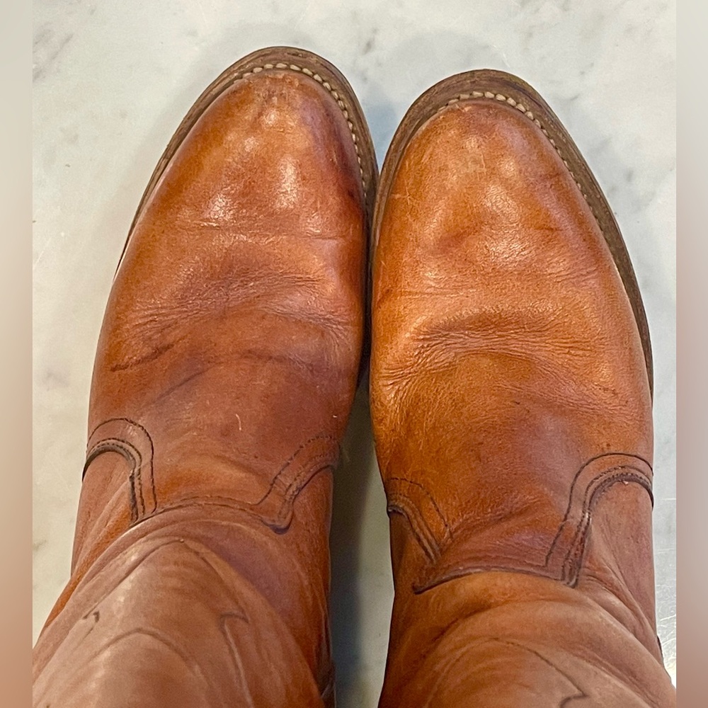 FRYE Rare Vintage *Late 60s* Black Label Horse Stitched Campus Boots, Brown, 6 - Picture 12 of 15